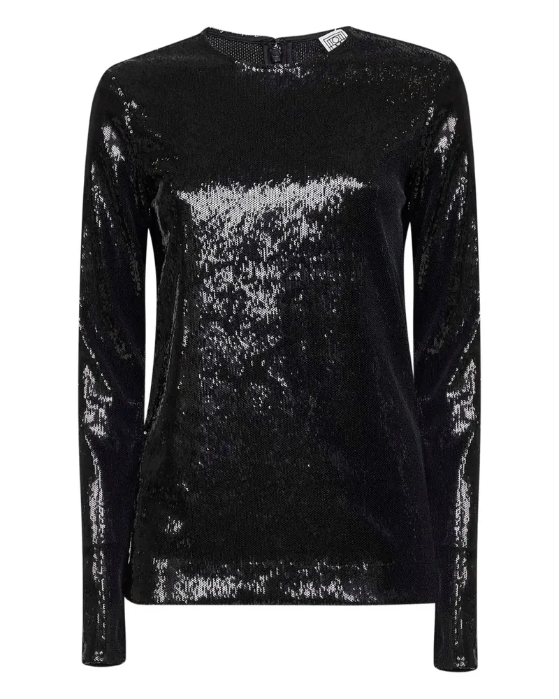Totême sequin crew-neck top - Schwarz Schwarz