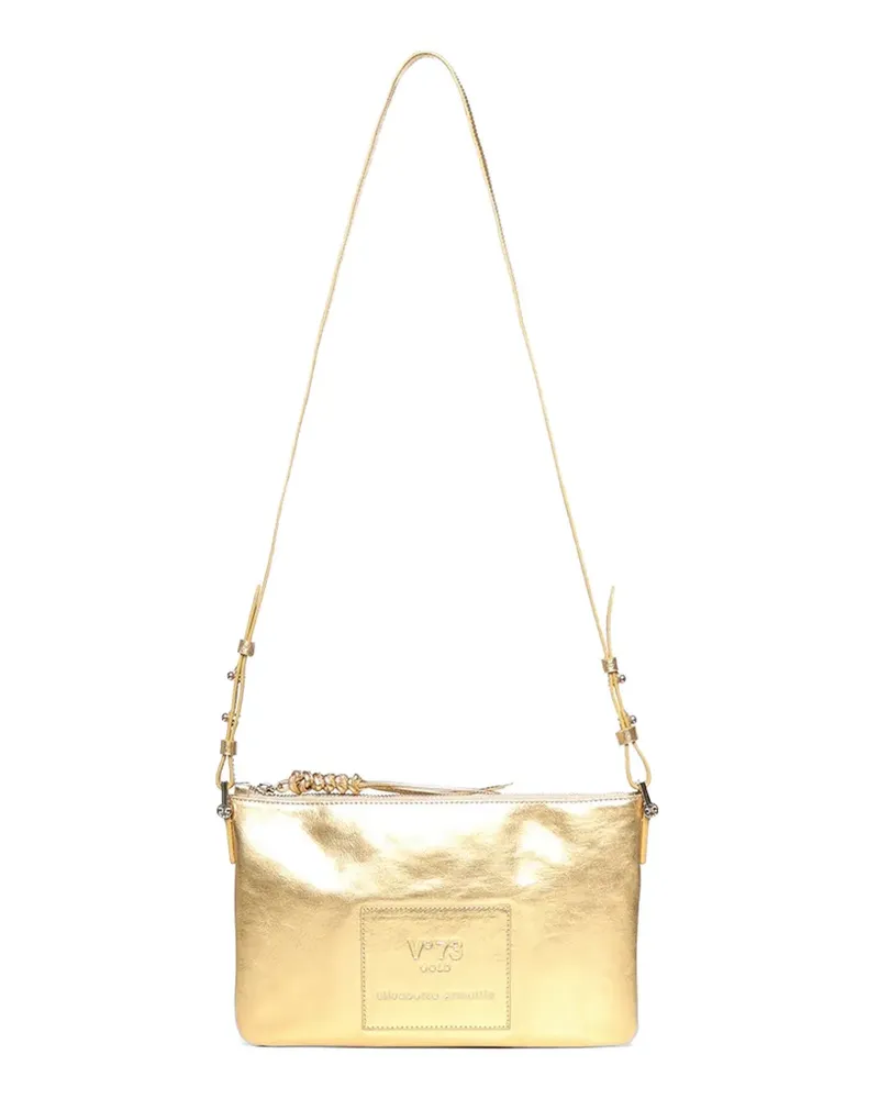 V°73 Schultertasche im Metallic-Look mit Logo-Patch - Gold Gold
