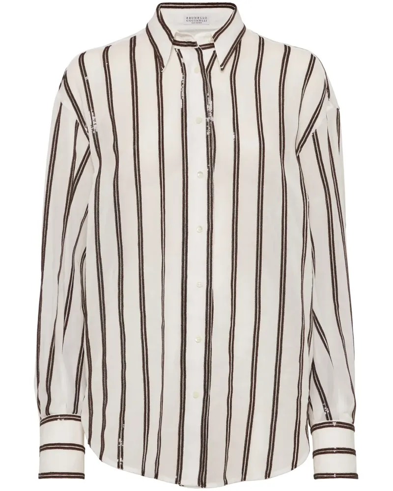 Brunello Cucinelli Hemd mit Pailletten - Weiß Weiß