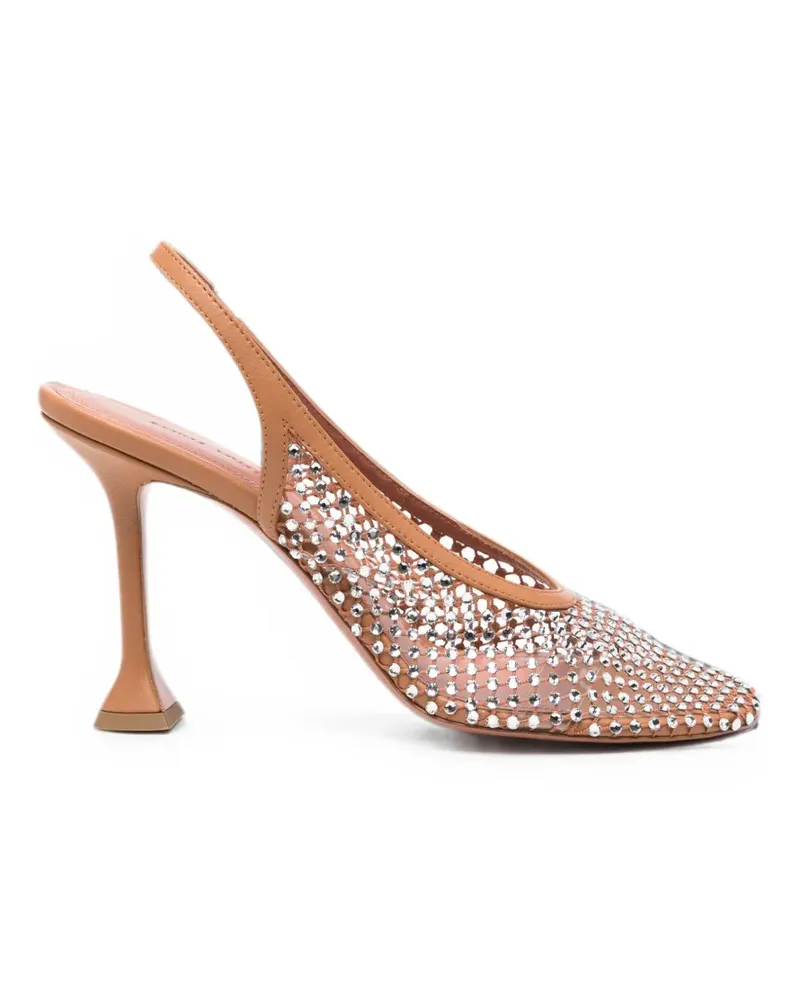 Amina Muaddi Dolly Pumps mit Kristallen - Braun Braun
