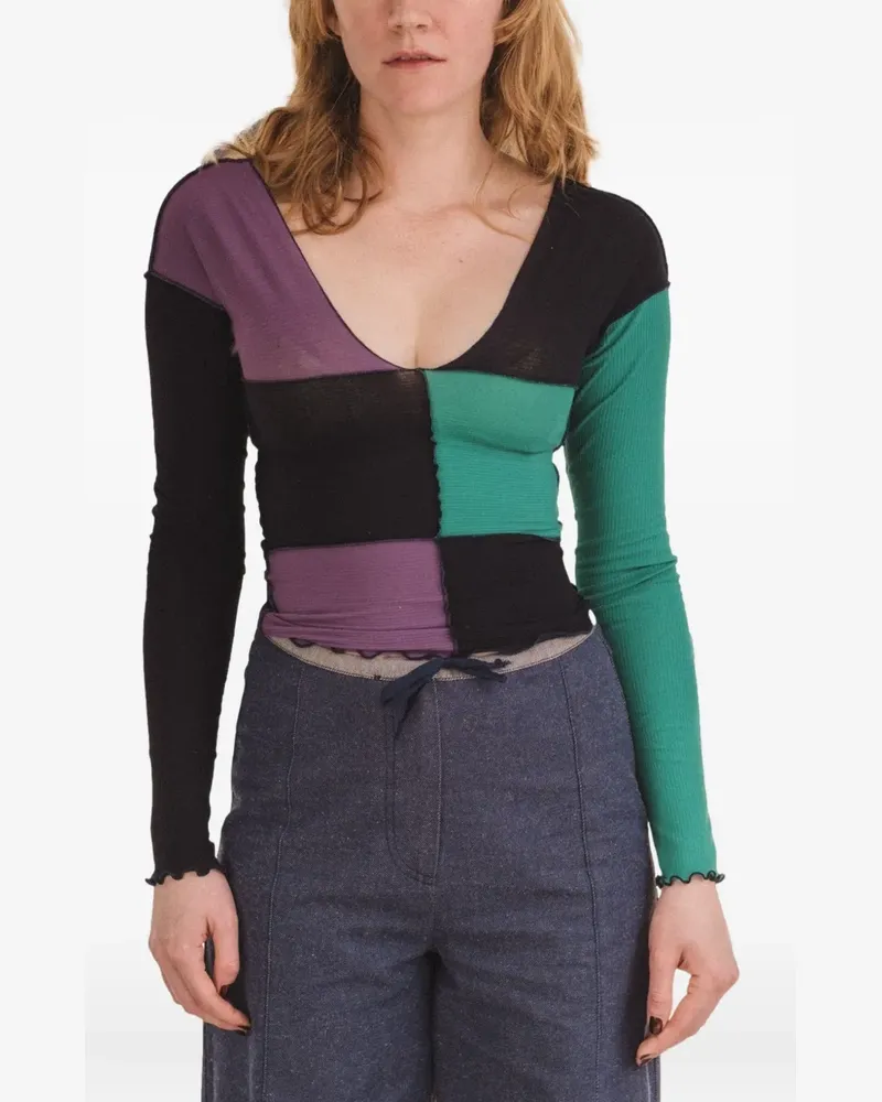 Baserange long-sleeve patchwork tee - Grün Grün