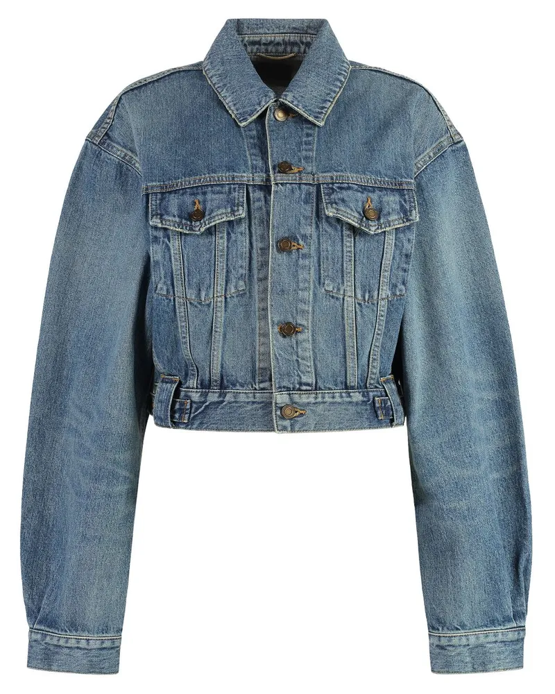 Saint Laurent Vintage-Jeansjacke mit Waschung - Blau Blau
