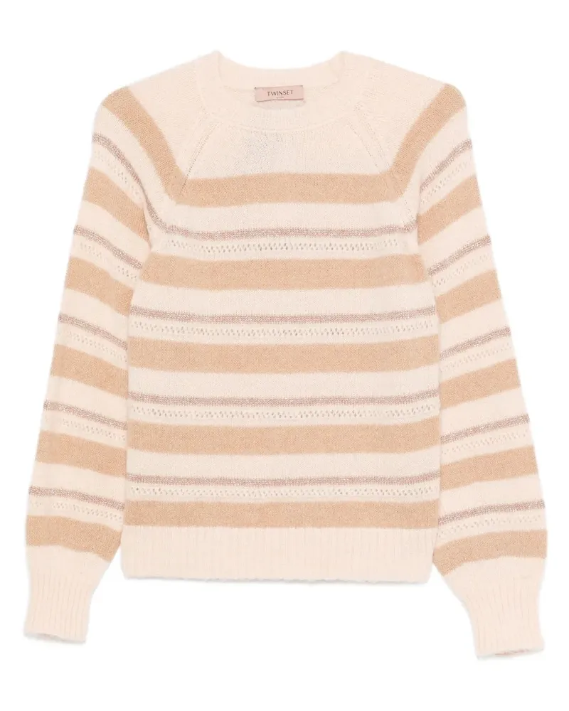 Twin-Set Gestreifter Pullover mit Lurex - Nude Nude