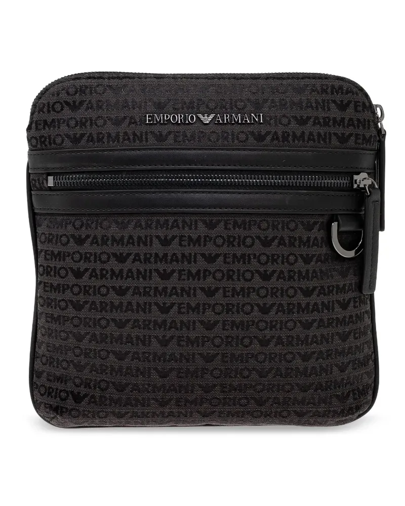 Emporio Armani Kuriertasche mit durchgehendem Schriftzug - Grau Grau