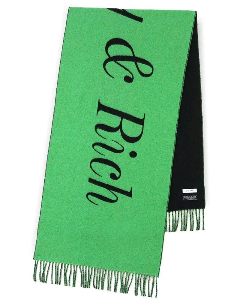 SPORTY & RICH Schal mit Logo-Print - Grün Grün