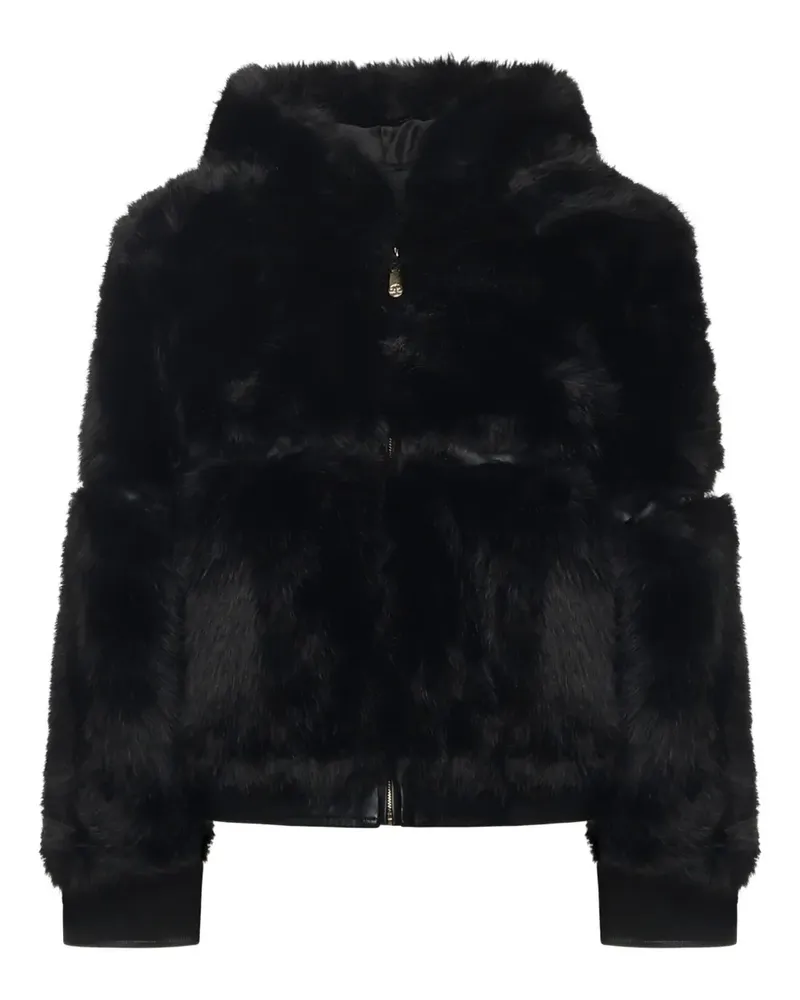 V°73 Jacke aus Faux Fur mit Reißverschluss - Schwarz Schwarz