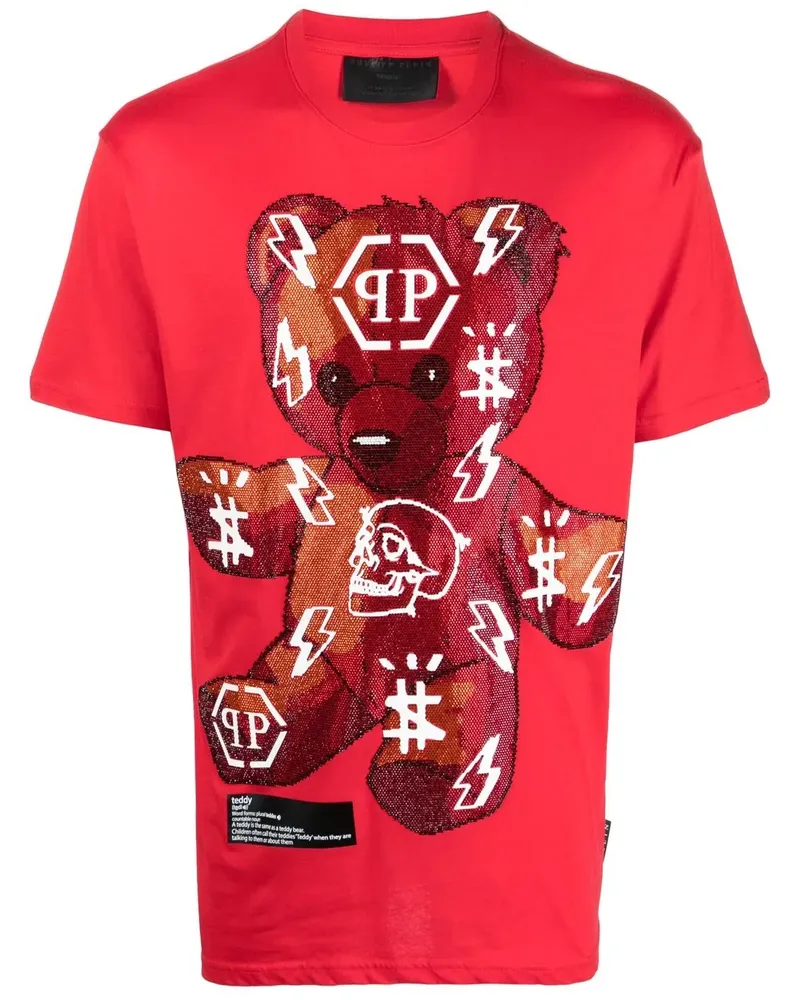 Philipp Plein T-Shirt mit Teddy-Print - Rot Rot