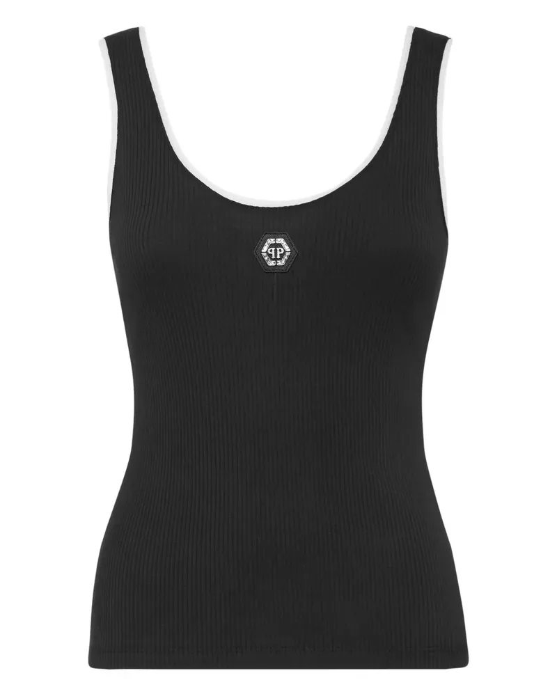 Philipp Plein Geripptes Trägershirt - Schwarz Schwarz