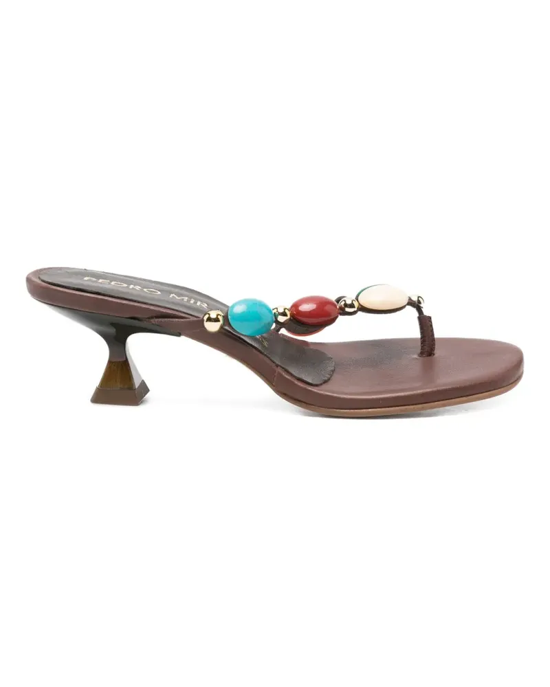 Pedro Miralles Sandalen mit Perlen - Braun Braun