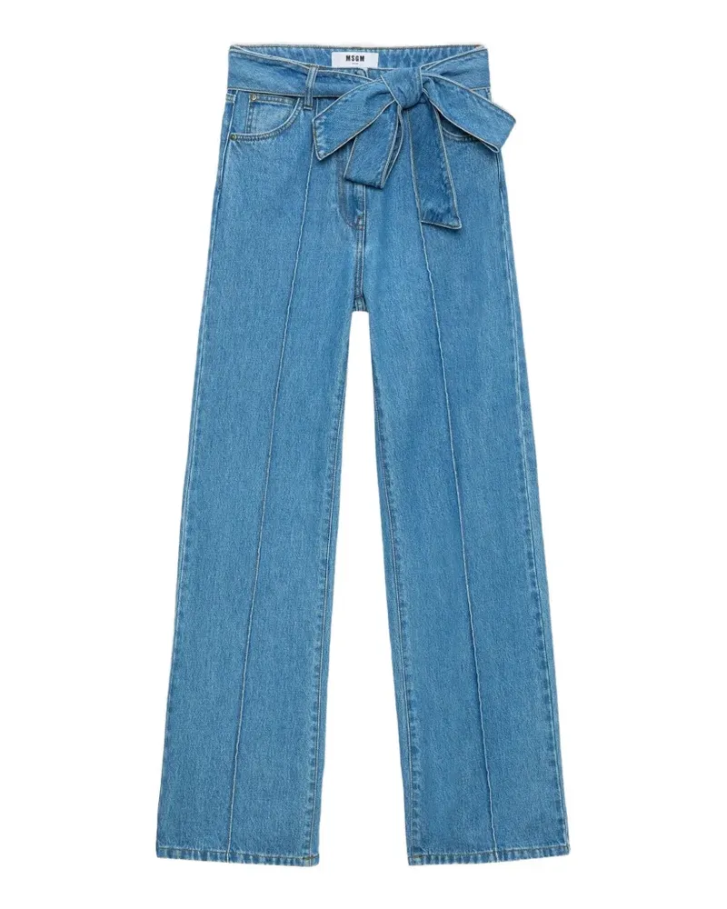 MSGM High-Waist-Jeans mit Bindegürtel - Blau Blau
