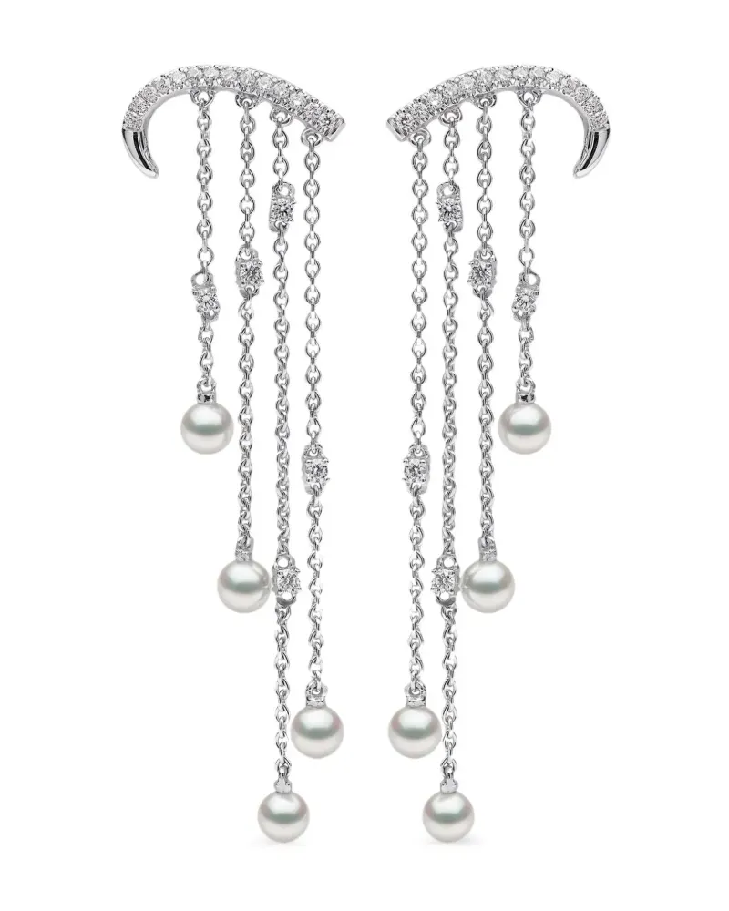 YOKO London 18kt Sleek Weißgoldohrringe mit Akoya-Perlen und Diamanten - Silber Silber