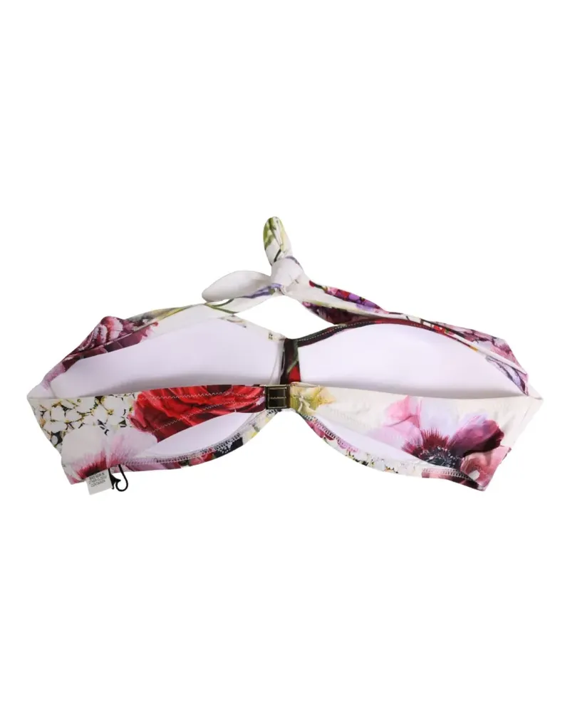 Dolce & Gabbana floral-print halterneck bikini top - Weiß Weiß