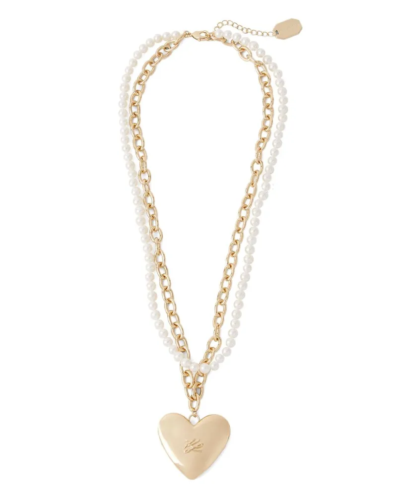 Karl Lagerfeld Autograph Heart Perlenkette Gold