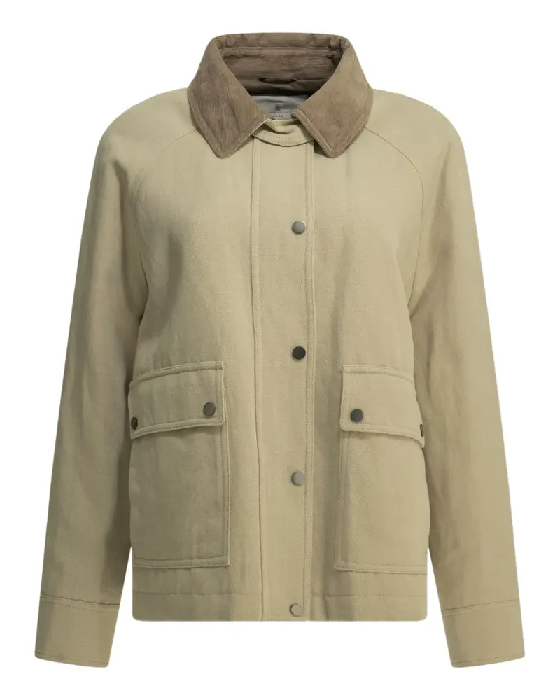 Brunello Cucinelli corduroy-collar jacket - Nude Nude