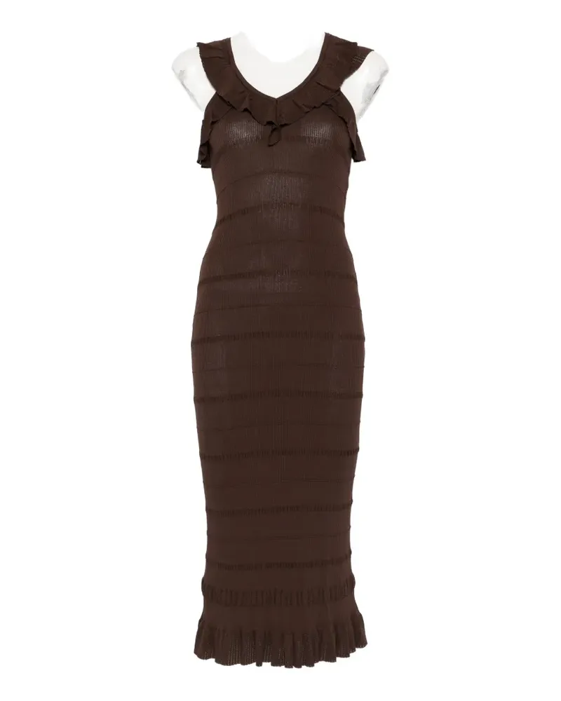 Twin-Set ruffled V-neck midi dress - Braun Braun