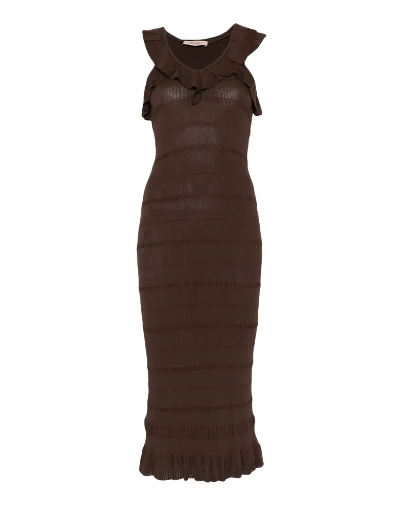 Twin-Set Kleid mit V-Ausschnitt - Braun Braun