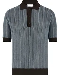 Ferragamo Gestreiftes Intarsien-Poloshirt Braun