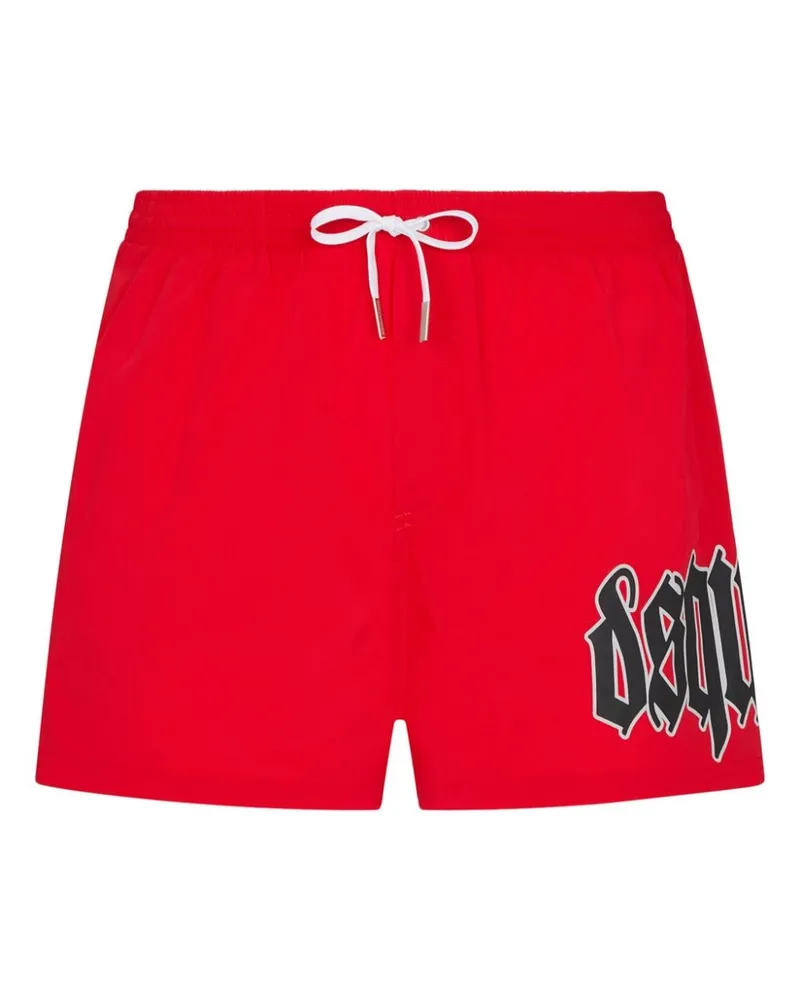 Dsquared2 Badeshorts mit Logo-Print Rot