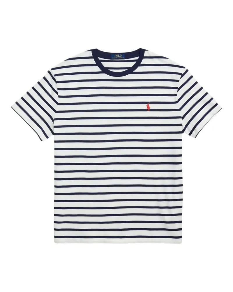 Ralph Lauren Gestreiftes Classic Fit T-Shirt - Weiß Weiß