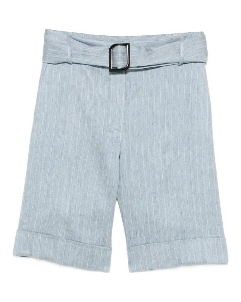 D.EXTERIOR pinstripe belted shorts - Blau Blau