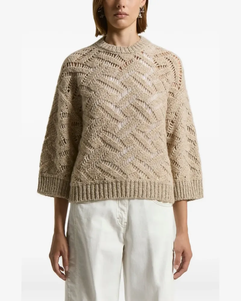 Peserico Lochstrick-Pullover mit Zickzackmuster - Nude Nude