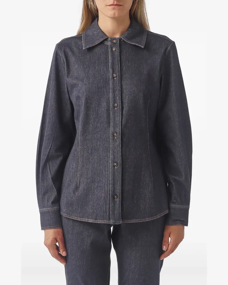 Max Mara Langarmhemd mit Kontrastnähten - Blau Blau