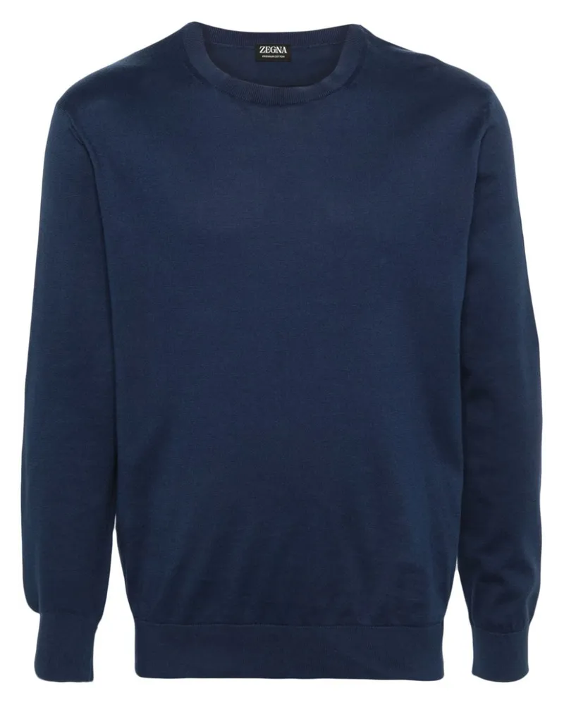 Ermenegildo Zegna Fein gestrickter Pullover Blau