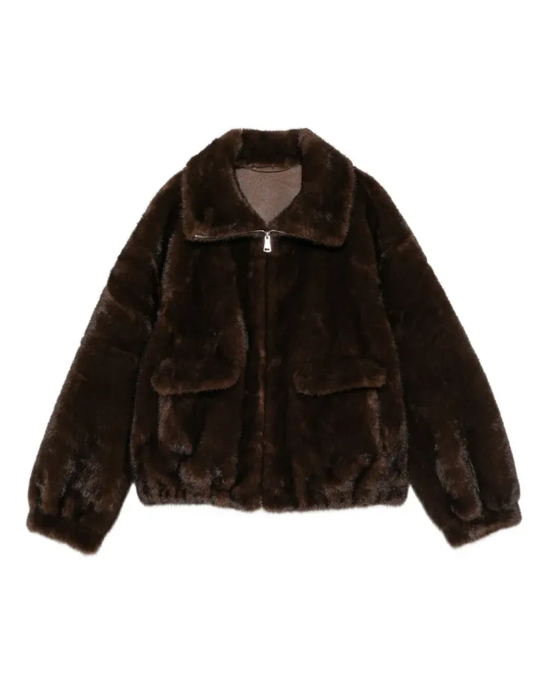 SoSUE Jacke aus Faux Fur mit Stehkragen - Braun Braun