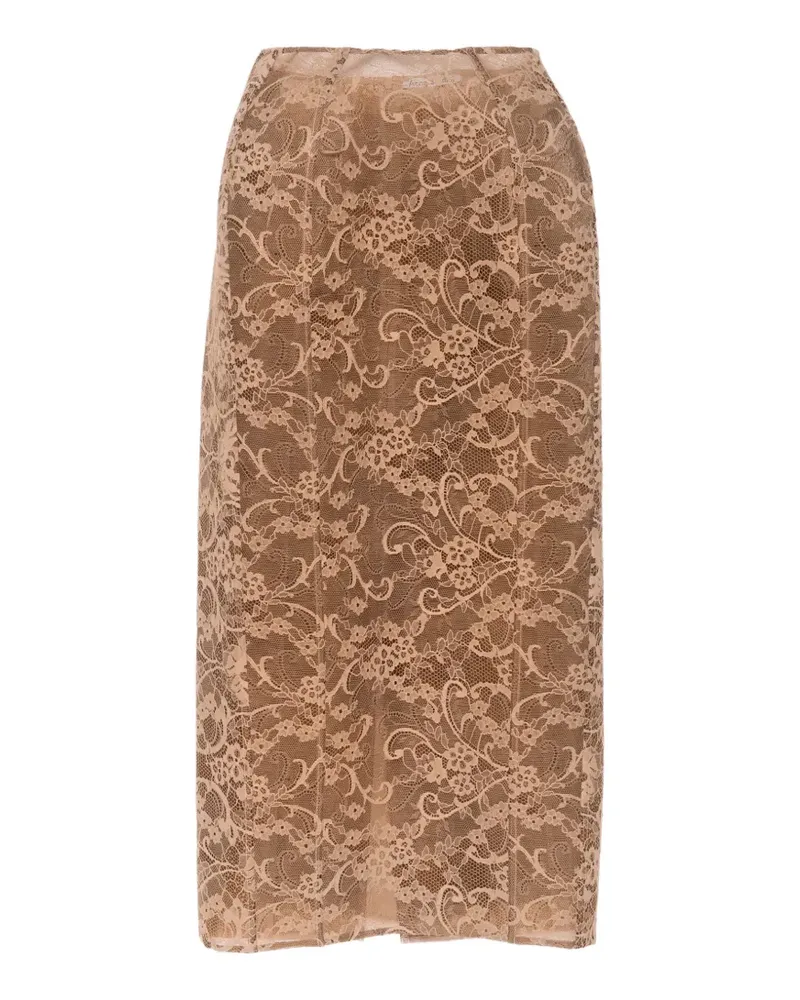 Acne Studios floral-lace split-detail midi skirt - Nude Nude