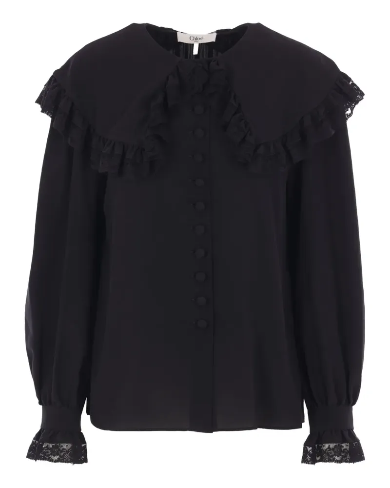Chloé Top mit Spitzenborte - Schwarz Schwarz