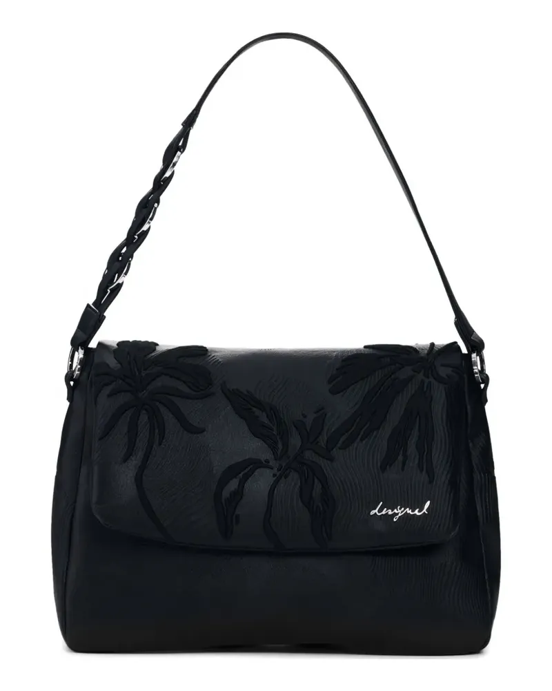 Desigual Rucksack mit Blattstickerei - Schwarz Schwarz
