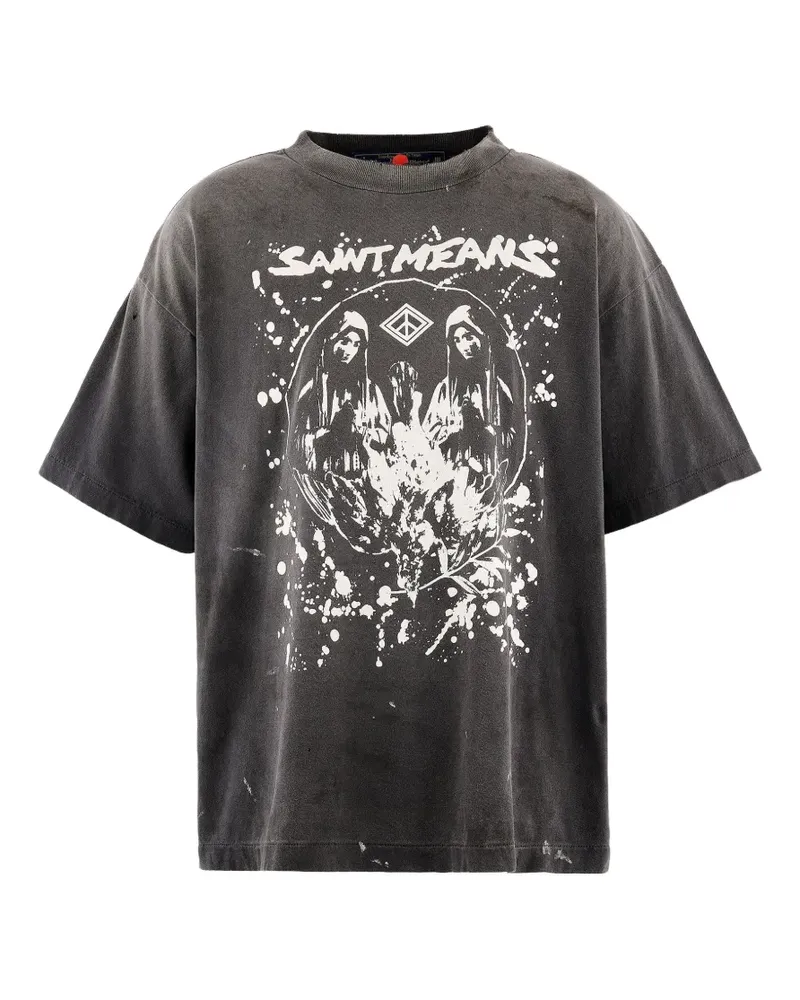 SAINT MXXXXXX x Blackmeans T-Shirt mit grafischem Print - Schwarz Schwarz
