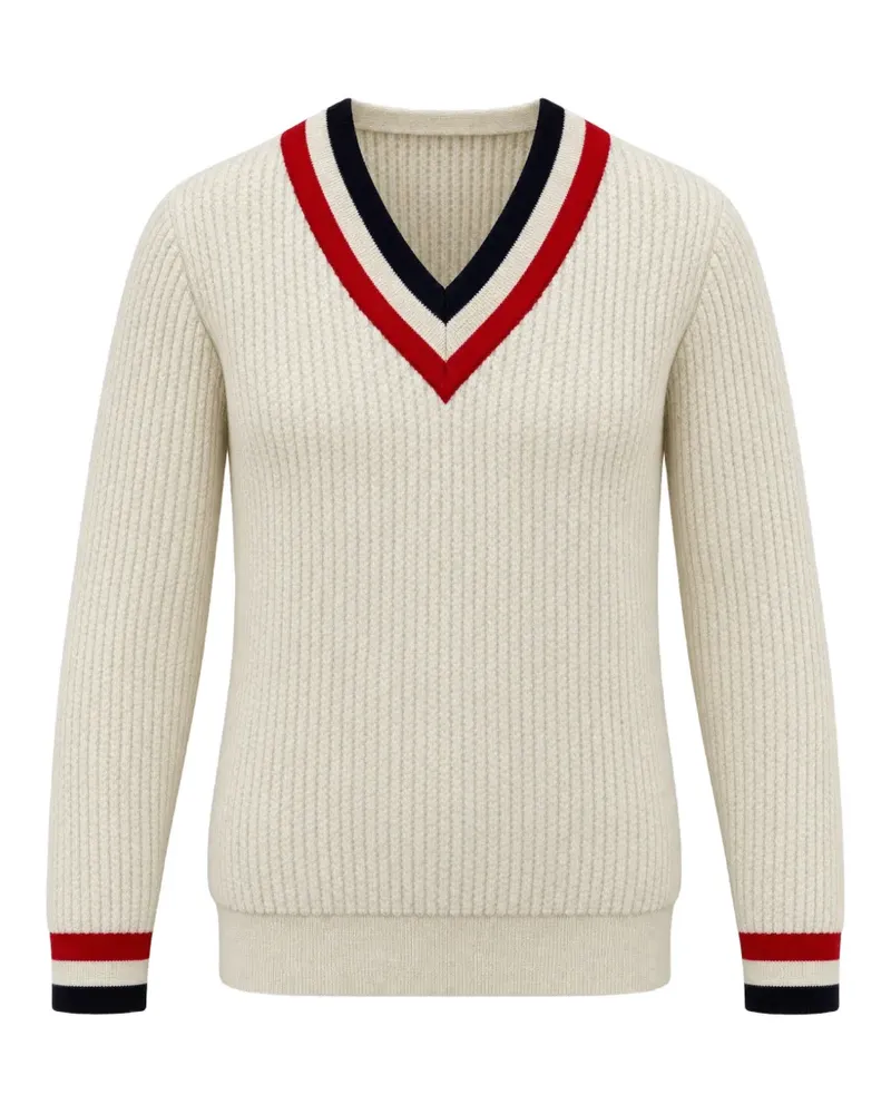 Fortela Wimbledon Wollpullover mit V-Ausschnitt - Nude Nude