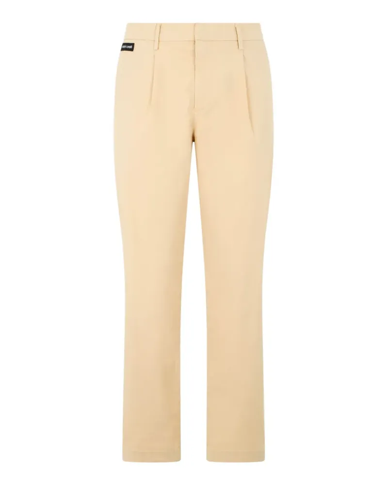 Roberto Cavalli logo-patch pleated trousers - Nude Nude