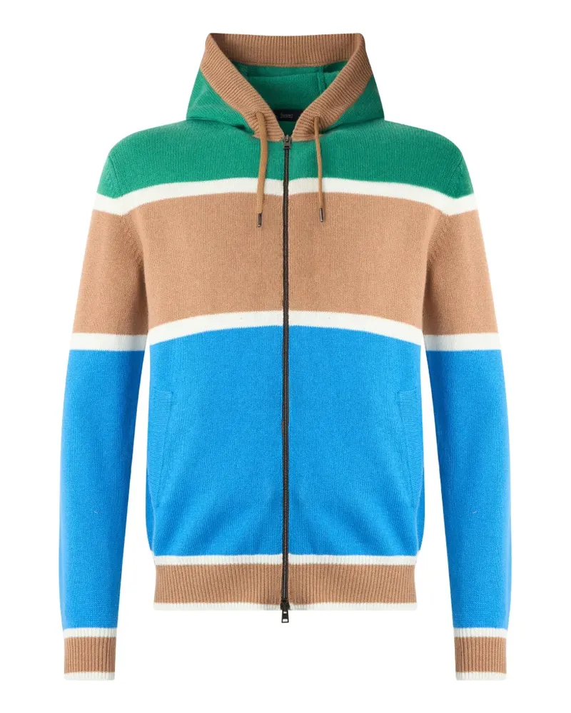 Herno zip-up striped knitted hoodie - Blau Blau