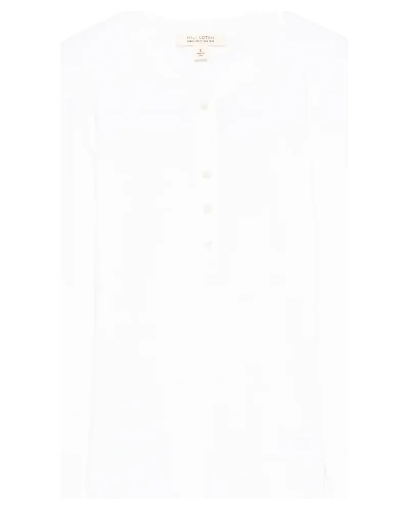 Nili Lotan Jordan Henley Poloshirt mit Knöpfen - Weiß Weiß