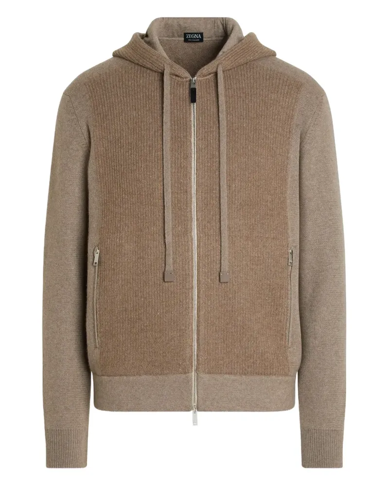 Ermenegildo Zegna Kapuzenjacke mit geripptem Einsatz - Braun Braun