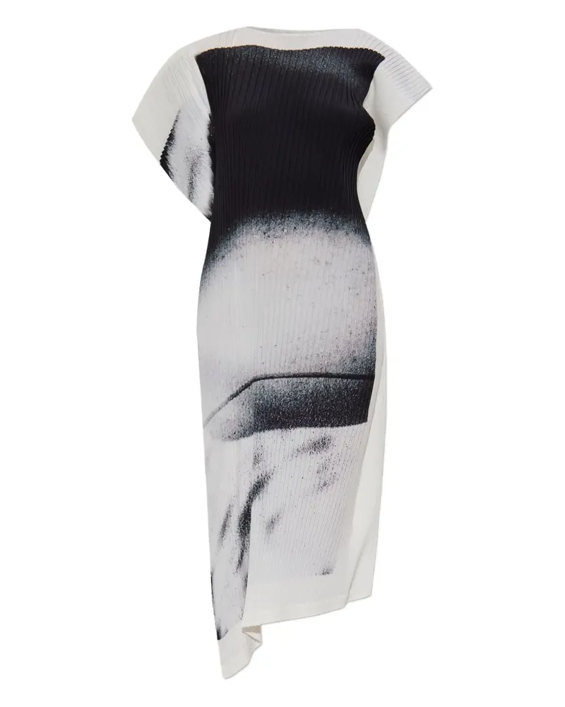 Issey Miyake Kleid mit grafischem Print - Weiß Weiß