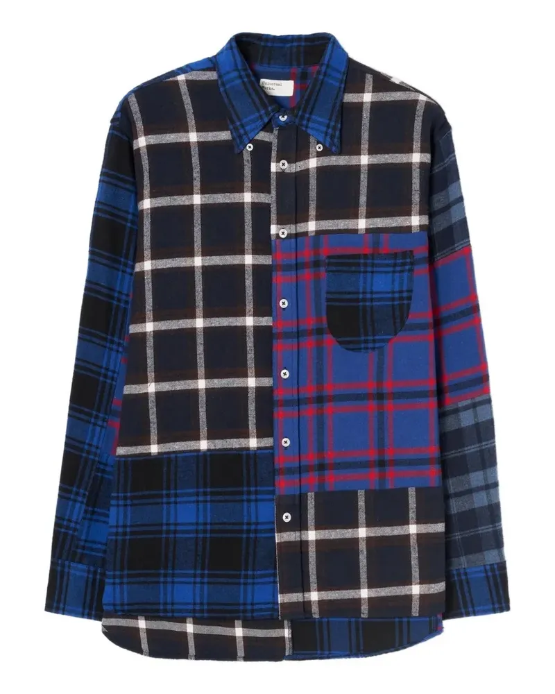 Universal Works Kariertes Lazy Day Patchwork-Hemd - Blau Blau