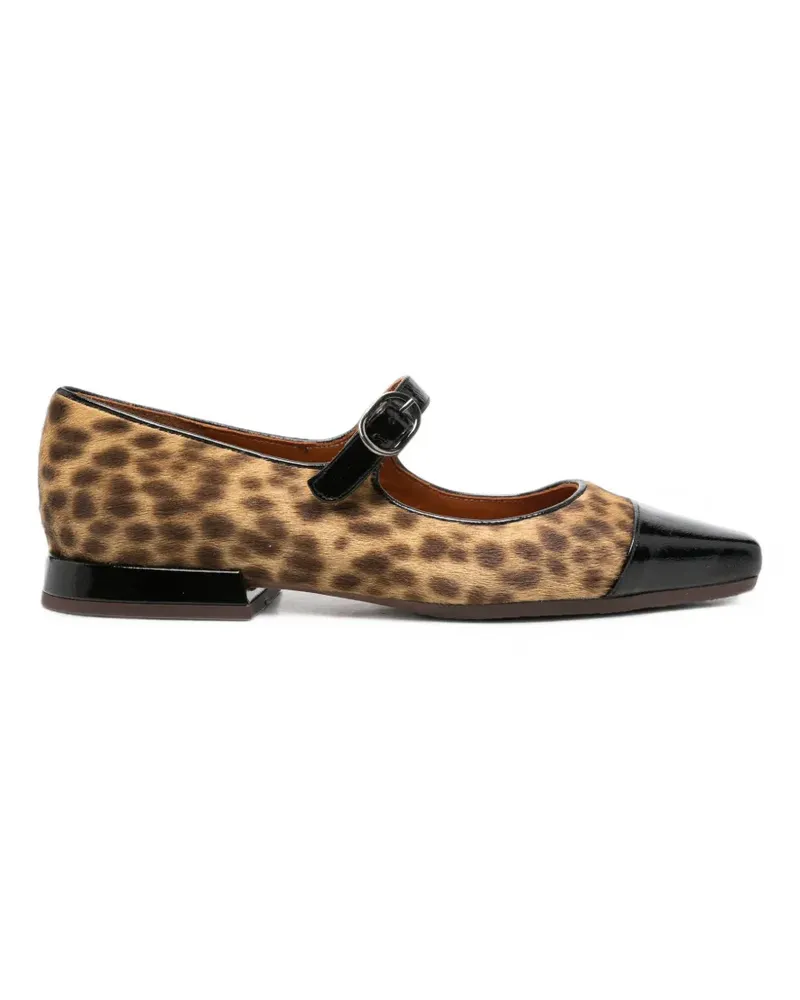 Chie Mihara leopard-print patent-trim ballet flats - Braun Braun