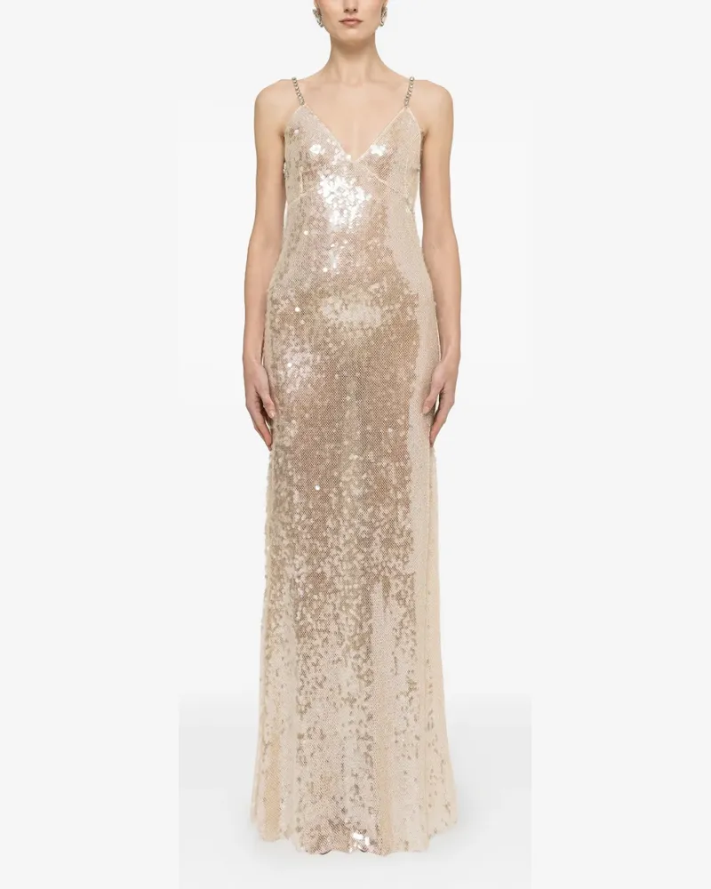 NISSA sequined backless maxi dress - Nude Nude