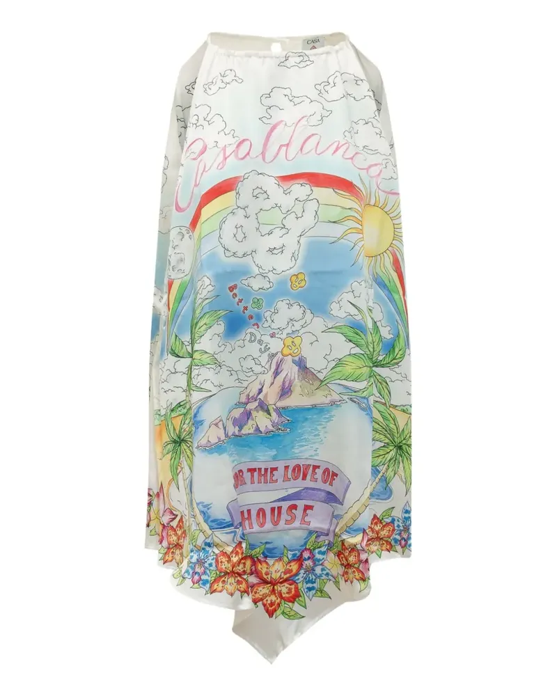 Casablanca Paris graphic-print halterneck dress - Weiß Weiß