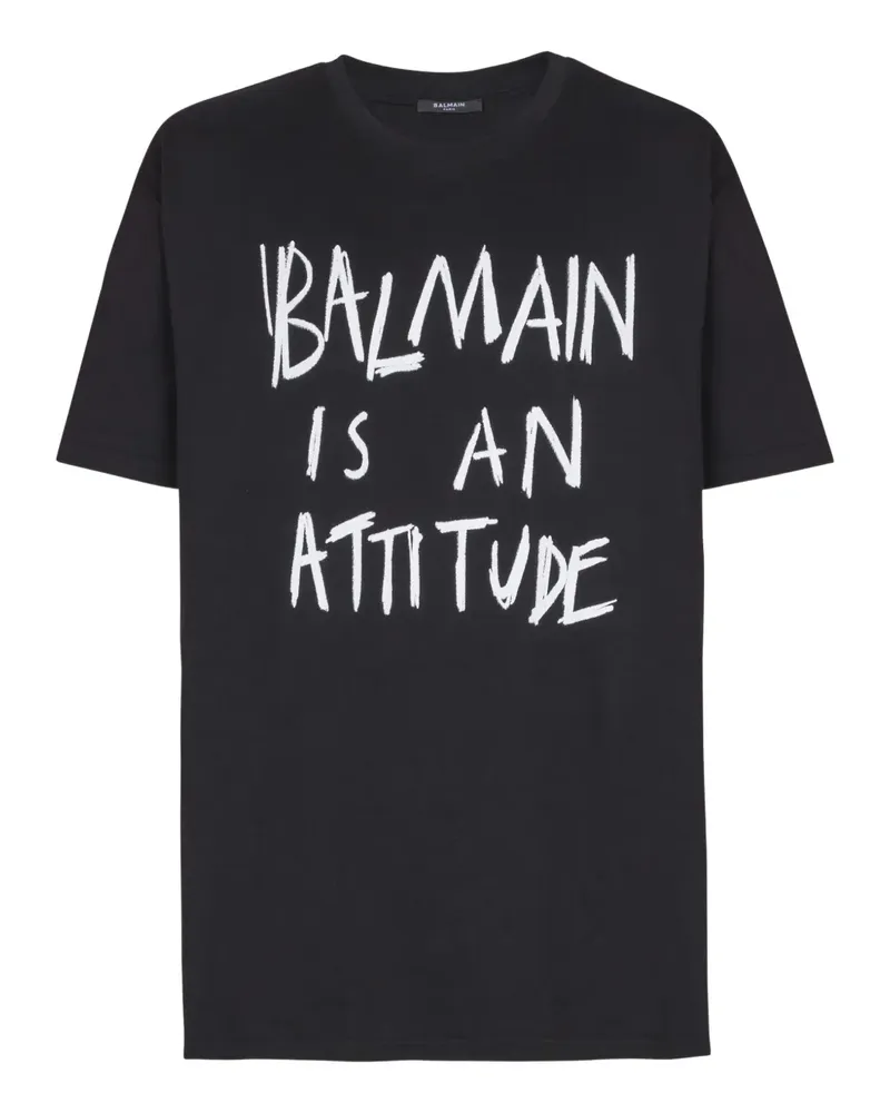 Balmain T-Shirt mit Print - Schwarz Schwarz