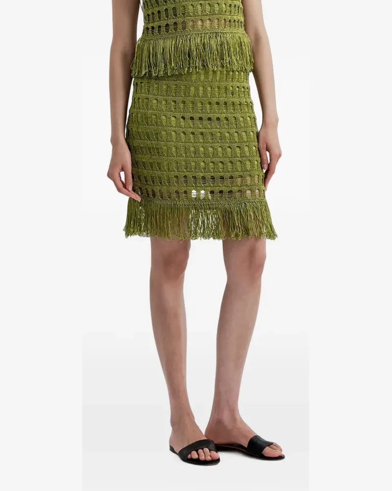 A.L.C. A C. Teta fringe-trim midi skirt - Grün Grün