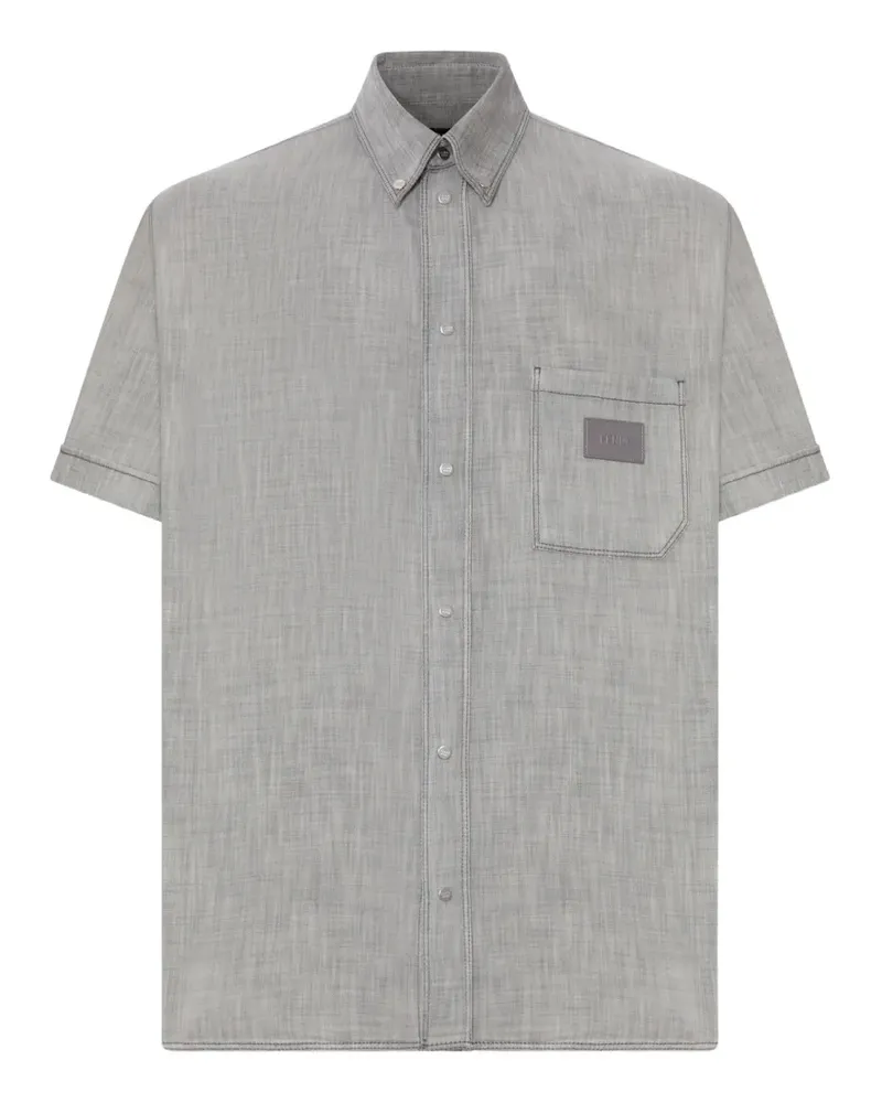Fendi logo-patch shirt - Grau Grau