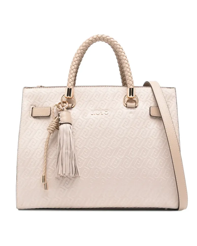Liu Jo Manhattan braided-handle tassel tote bag - Nude Nude
