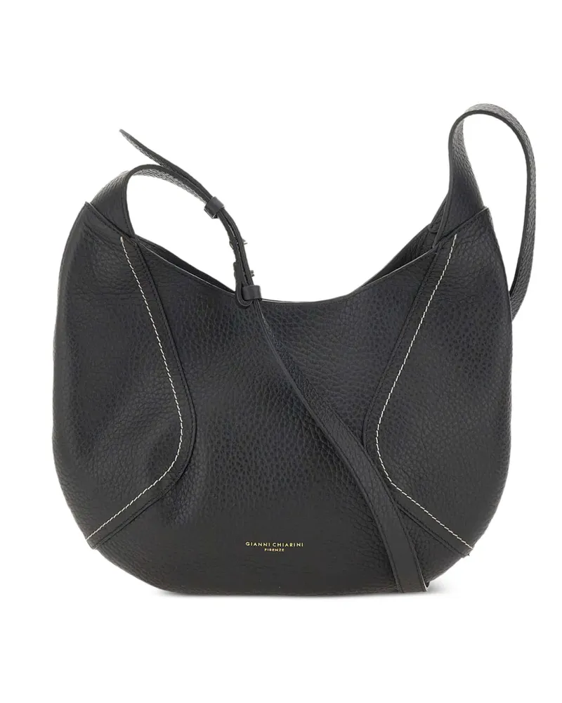 Gianni Chiarini Mittelgroße Juno Schultertasche mit Kontrastnaht - Schwarz Schwarz