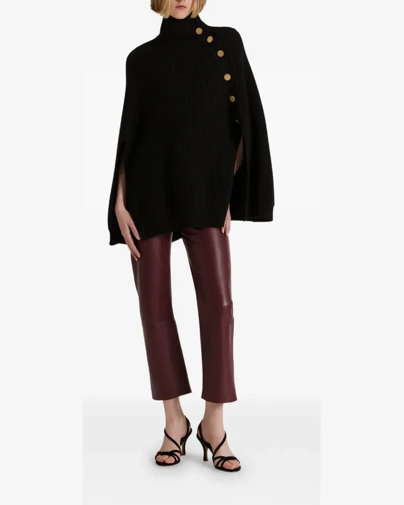 Alberta Ferretti Geripptes Cape mit Knopfleiste - Schwarz Schwarz