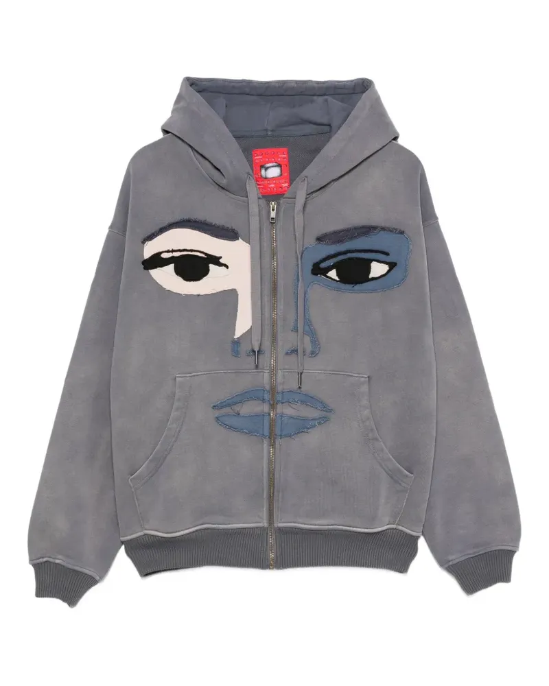 KidSuper Hoodie mit Gesichts-Patchwork - Grau Grau