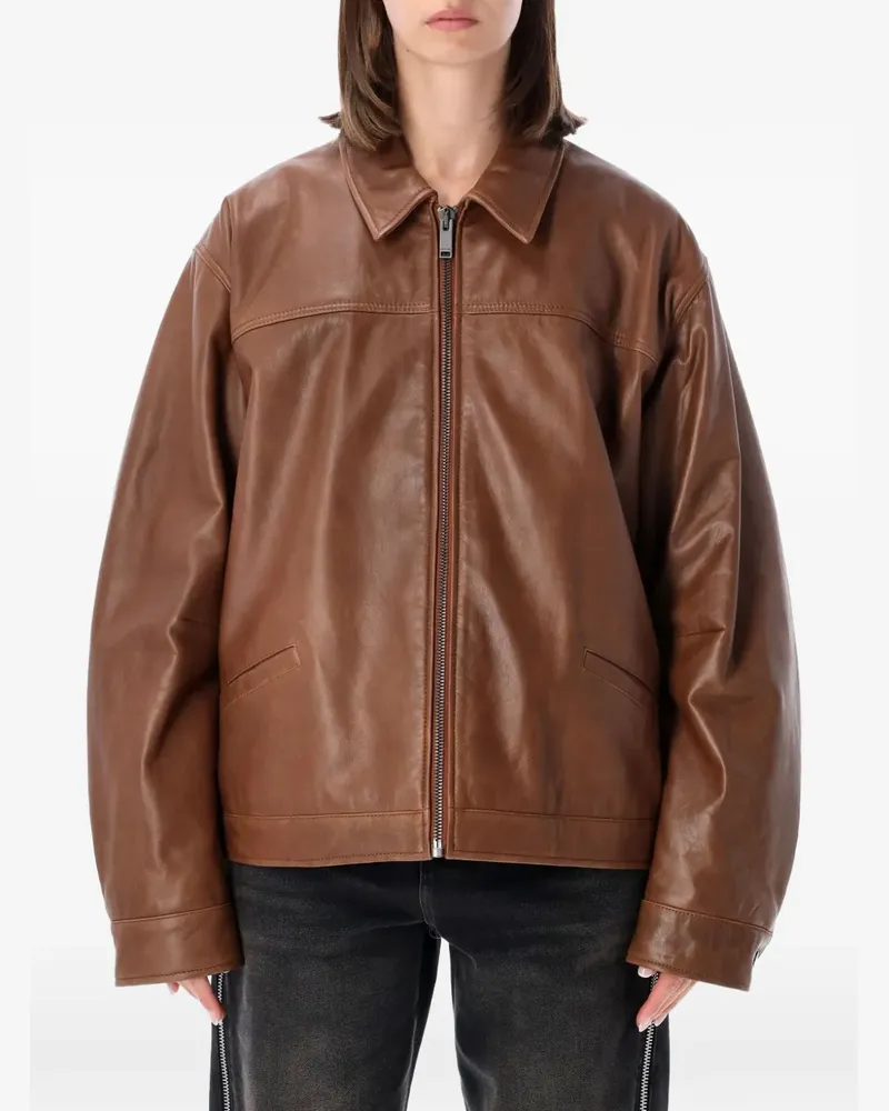 Haikure zip-up leather jacket - Braun Braun